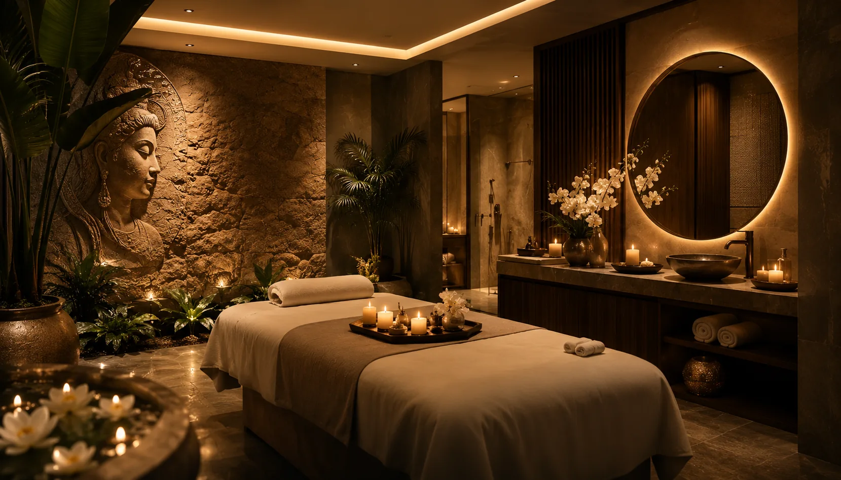 Spa in Arjan – treatment room at Plus Star Spa, Blue Reef Building