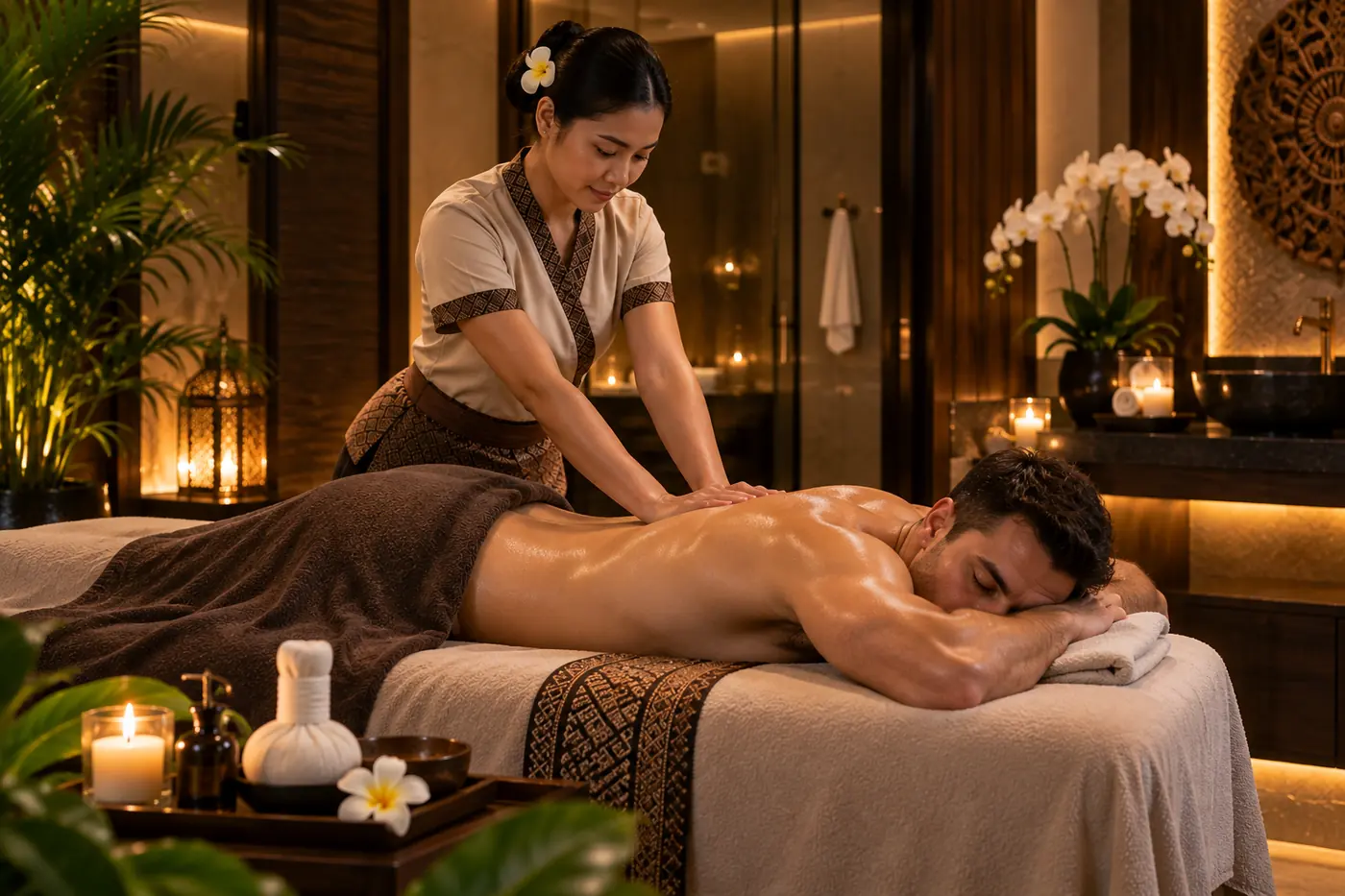Full body massage back at Plus Star Spa, Arjan