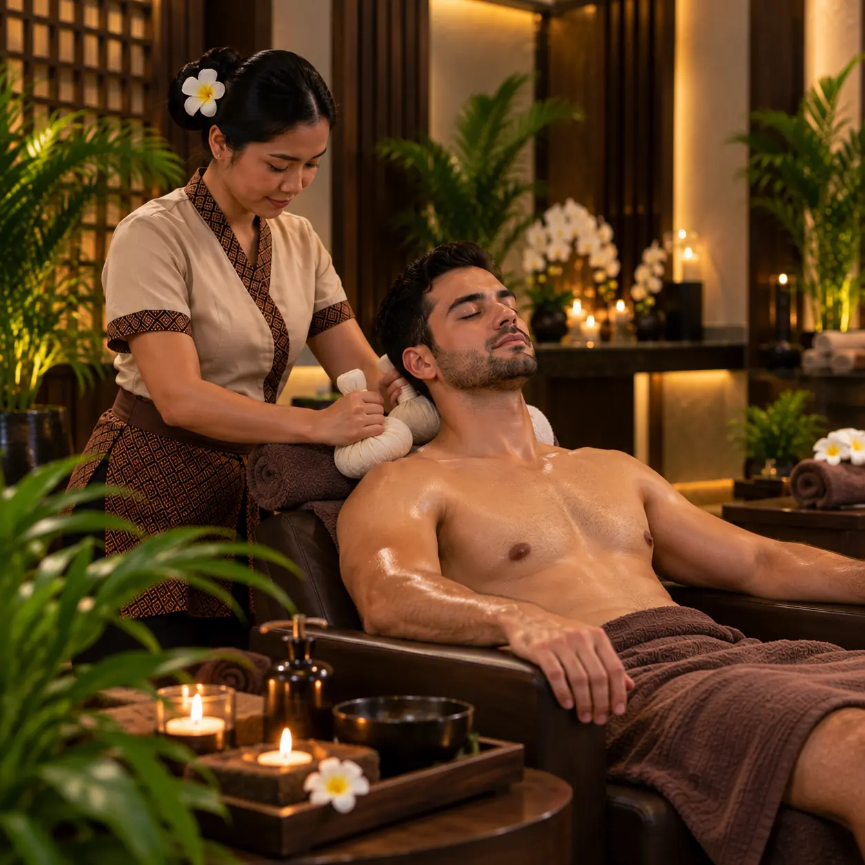 Warm therapy massage session in Arjan, Dubai