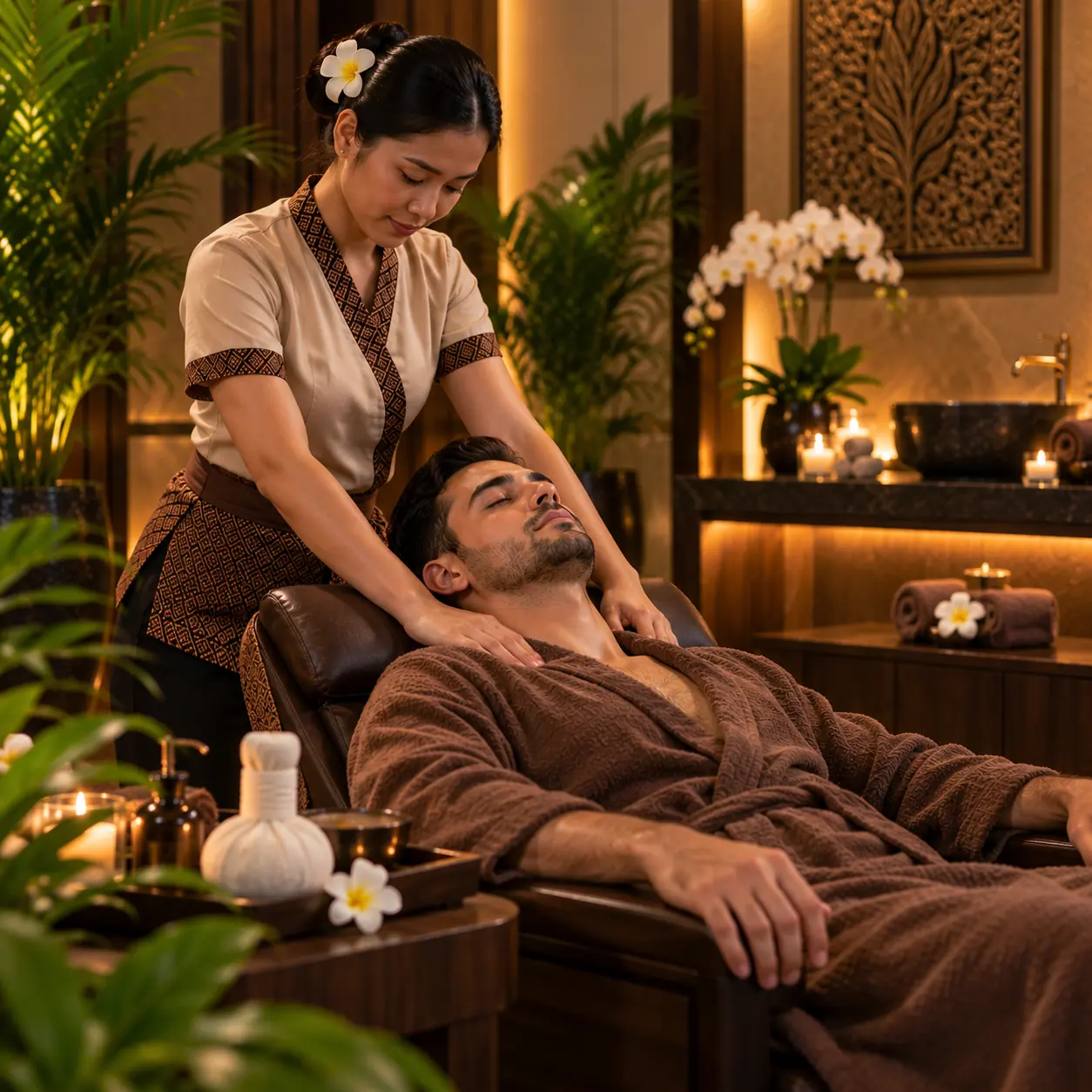 Neck shoulder massage at Plus Star Spa, Arjan